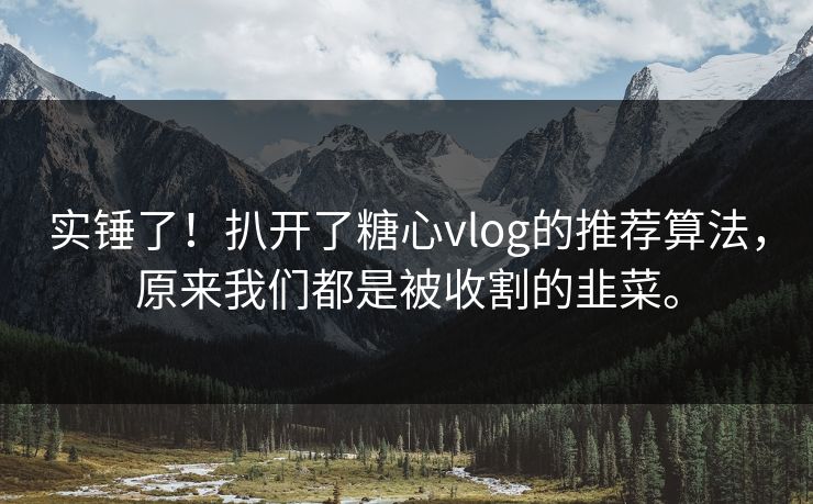 实锤了！扒开了糖心vlog的推荐算法，原来我们都是被收割的韭菜。  第1张