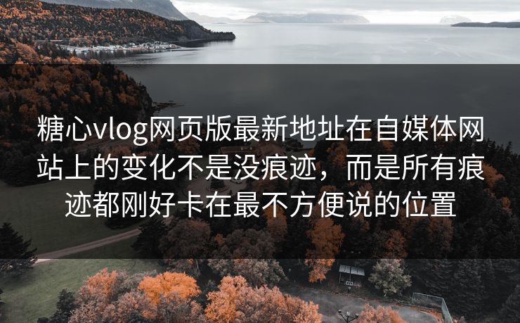 糖心vlog网页版最新地址在自媒体网站上的变化不是没痕迹，而是所有痕迹都刚好卡在最不方便说的位置