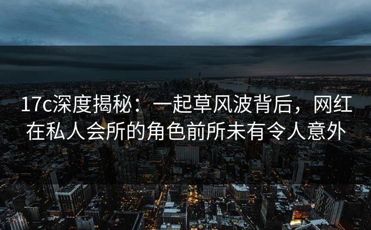 17c深度揭秘：一起草风波背后，网红在私人会所的角色前所未有令人意外