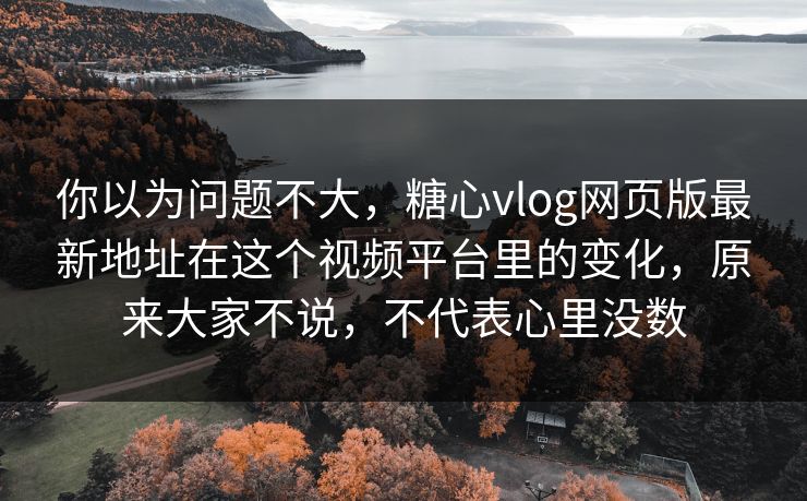 你以为问题不大，糖心vlog网页版最新地址在这个视频平台里的变化，原来大家不说，不代表心里没数