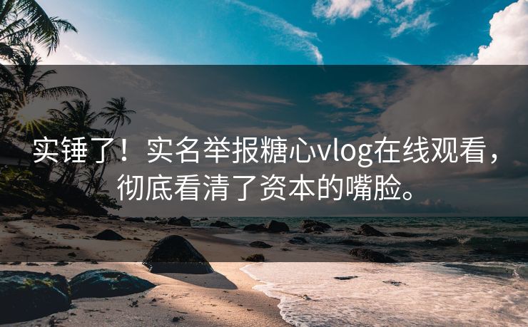 实锤了！实名举报糖心vlog在线观看，彻底看清了资本的嘴脸。